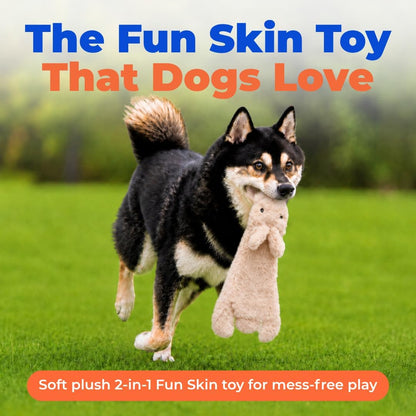 2-In-1 Stuffless Squeaky Dog Toy - Hare, Medium