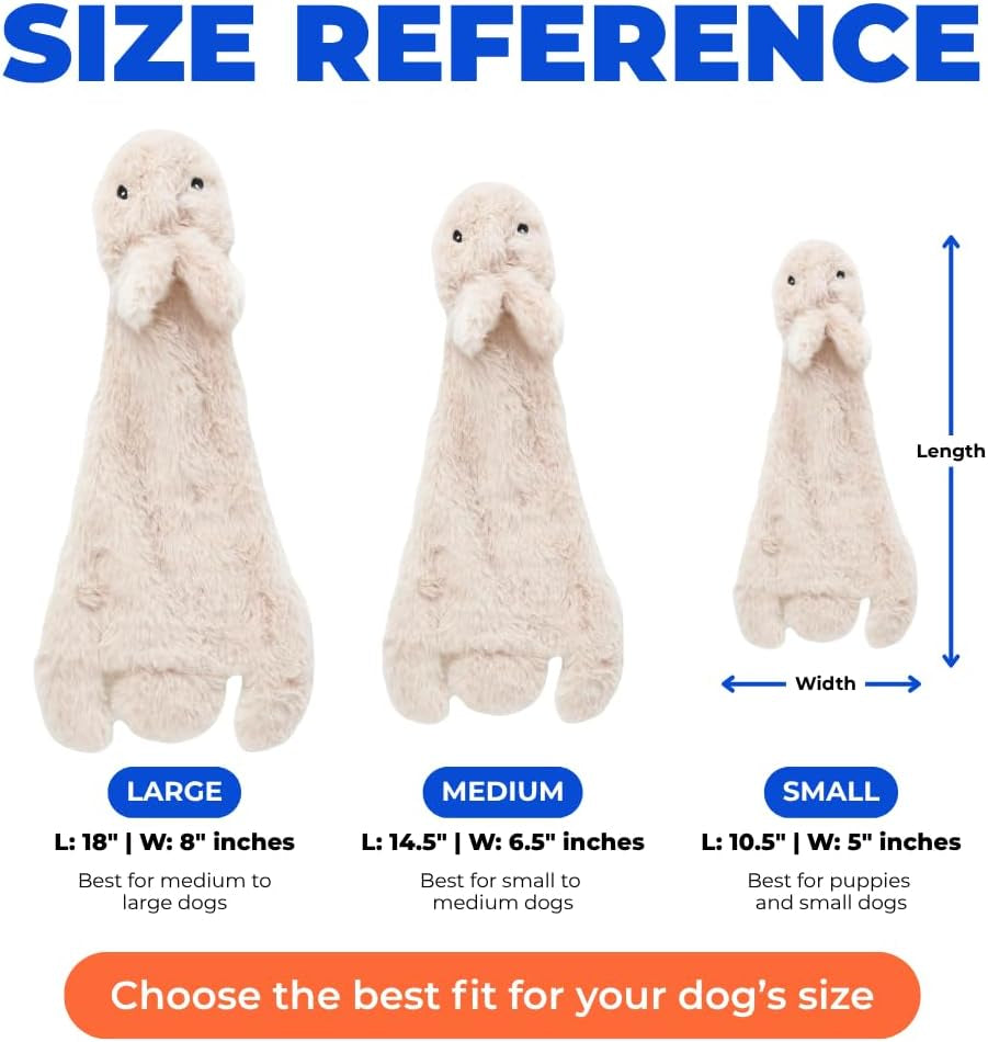 2-In-1 Stuffless Squeaky Dog Toy - Hare, Medium